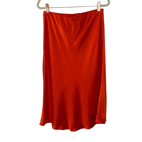 NONchalant Label Kiana Skirt Hi Low Satin Pull On Side Slit Orange Size Medium - Picture 6 of 10